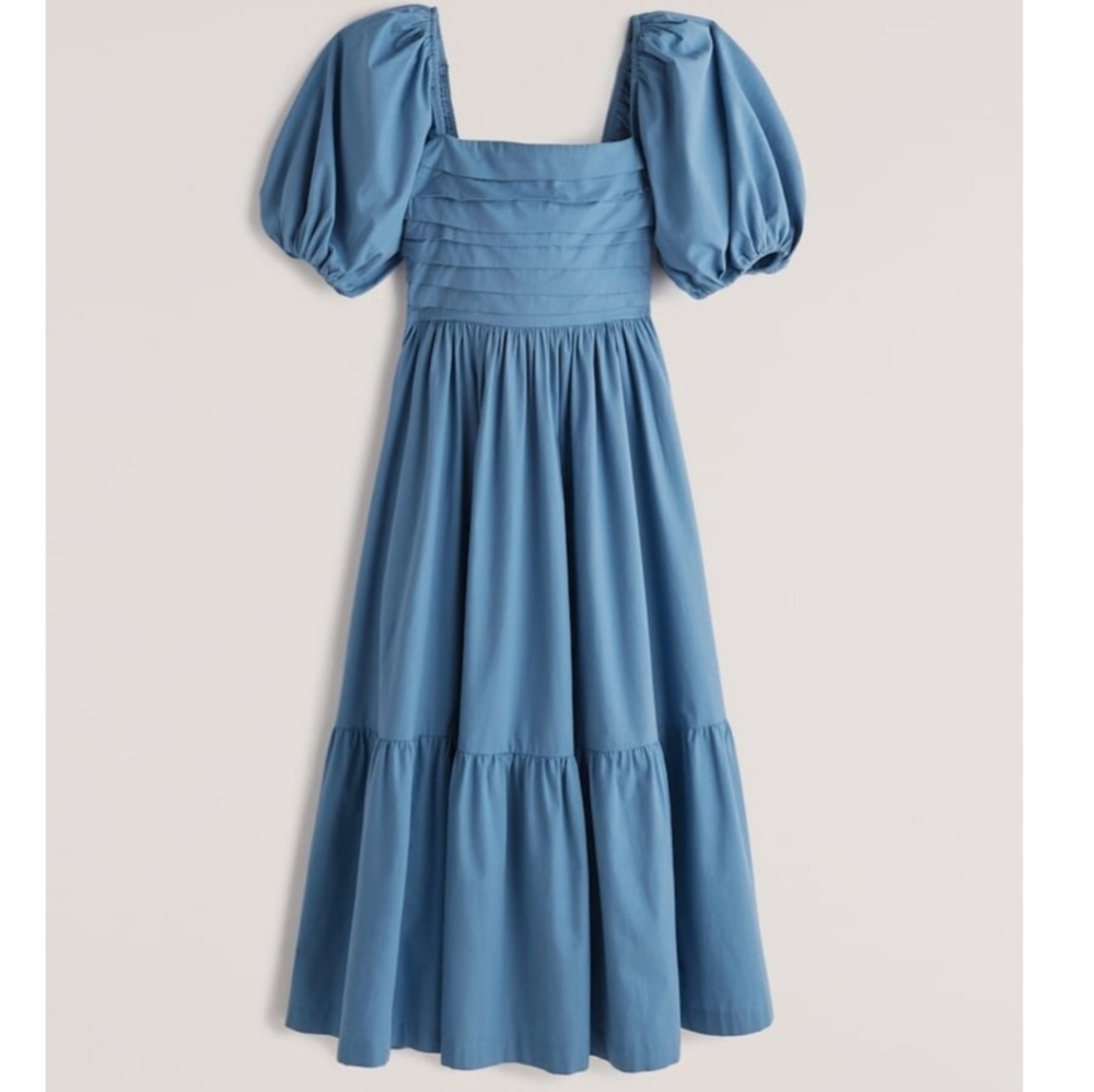 Abercrombie & Fitch Poplin Puff Sleeve Midi dress